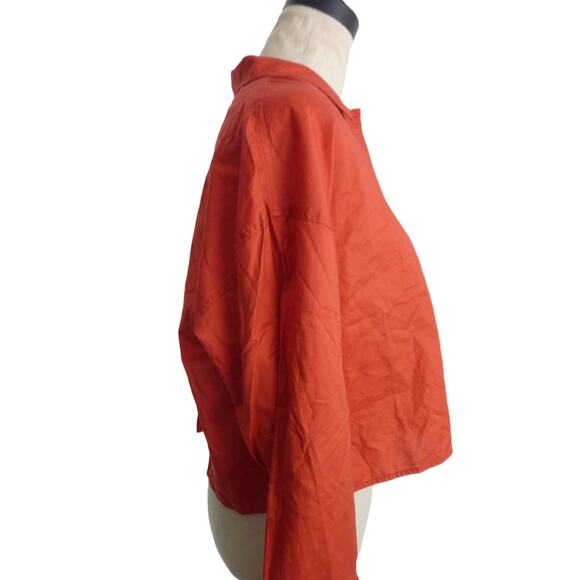 NWT Everlane Cotton PJ Top in Orange S Long Sleeve Button Down - Picture 2 of 7